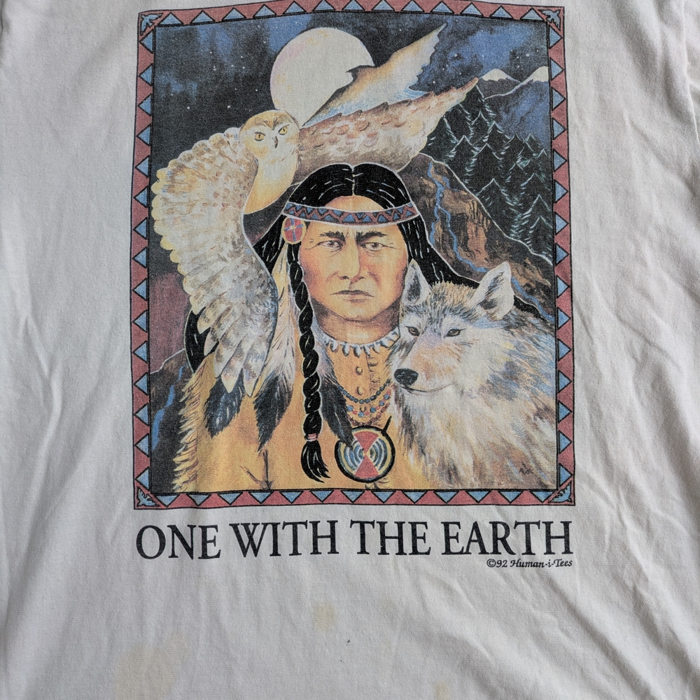 Vintage 90s Native American One With The Earth T-shirt - Picture 2 of 7